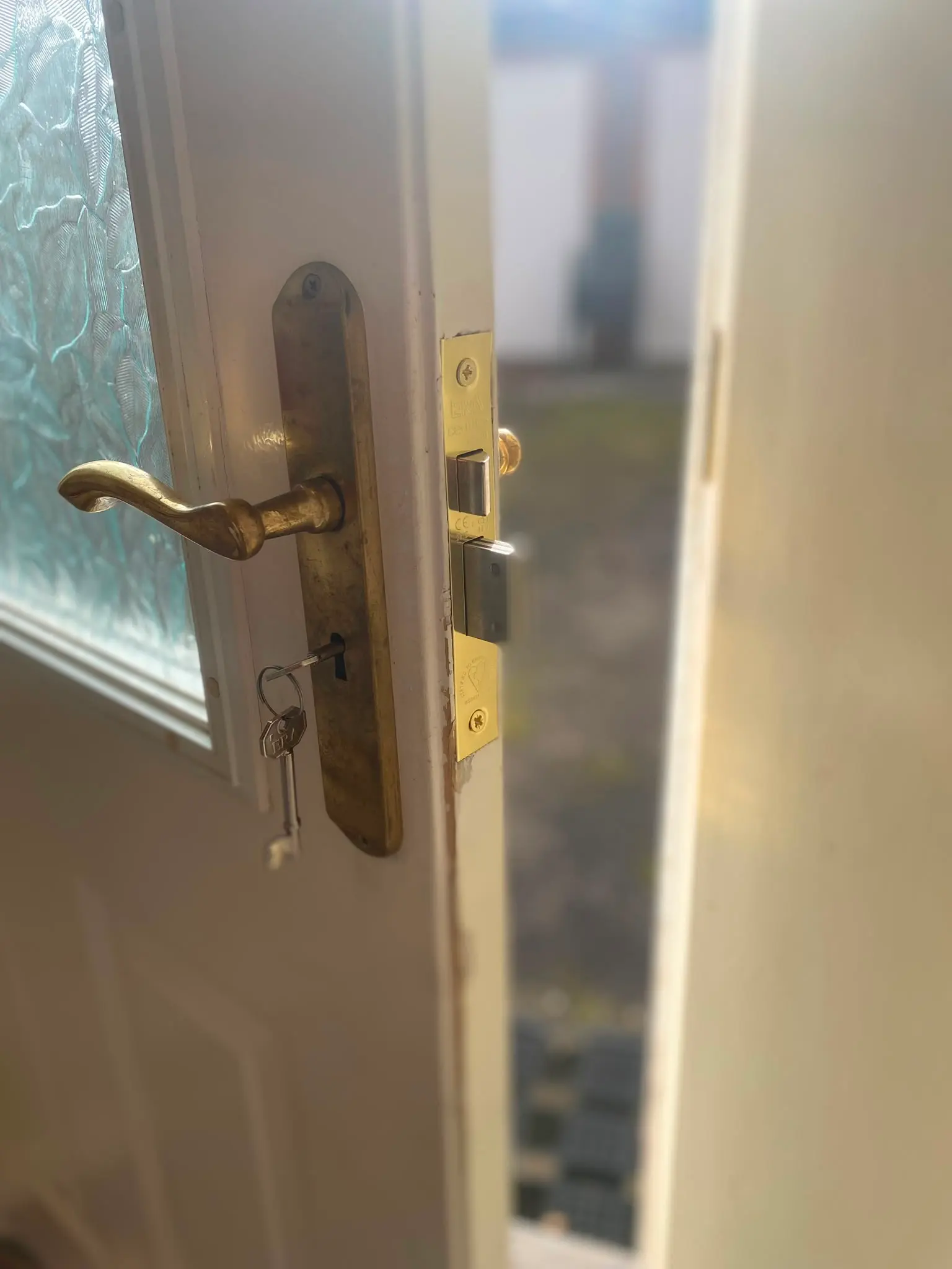 Newly fitted ERA BS3621 British Standard mortice lock and brass handle on a residential timber door by Locksafe York Ltd