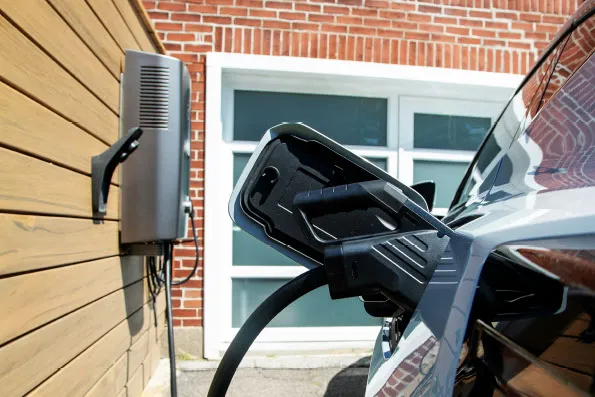 Electric vehicle charging at a residential property, representing home energy efficiency upgrades assessed in Yorkshire