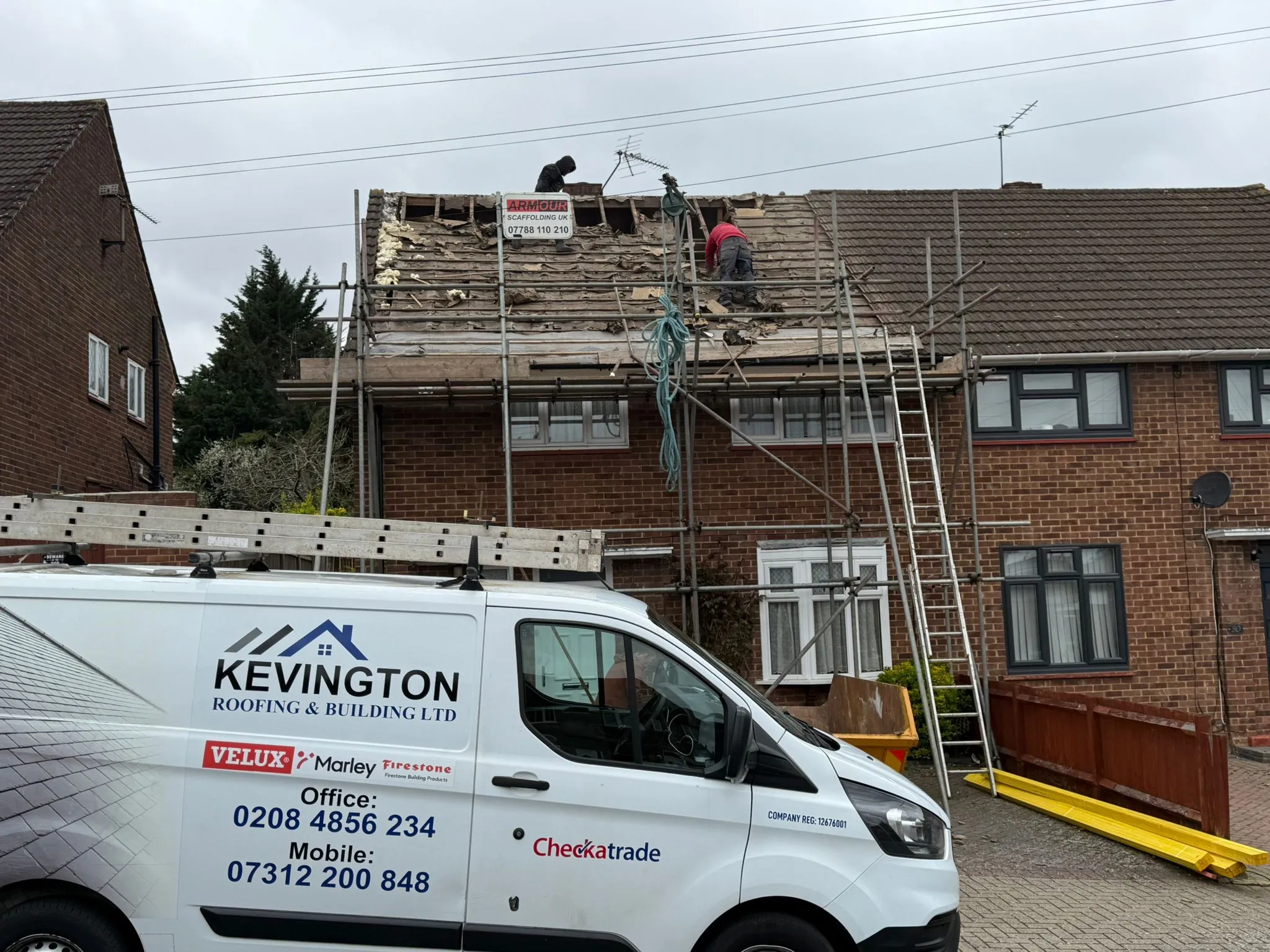Kevington Roofing and Building LTD team performing a full roof replacement on a residential property in Bromley