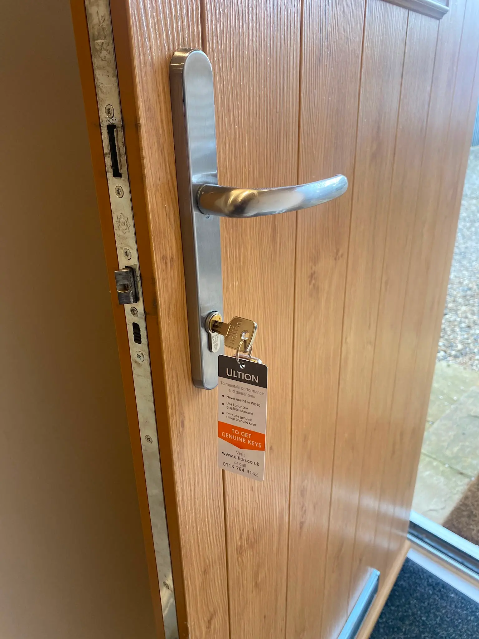 High security 3-star Ultion anti-snap lock upgrade installed on a composite door by Locksafe York Ltd