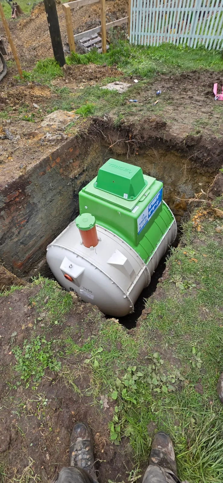 Septic tank and sewage treatment plant installation in Felixstowe by expert groundworks contractors.