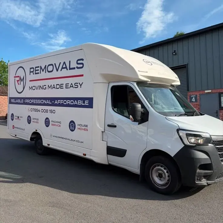 RM Removals branded vehicle prepared for house removals and transport