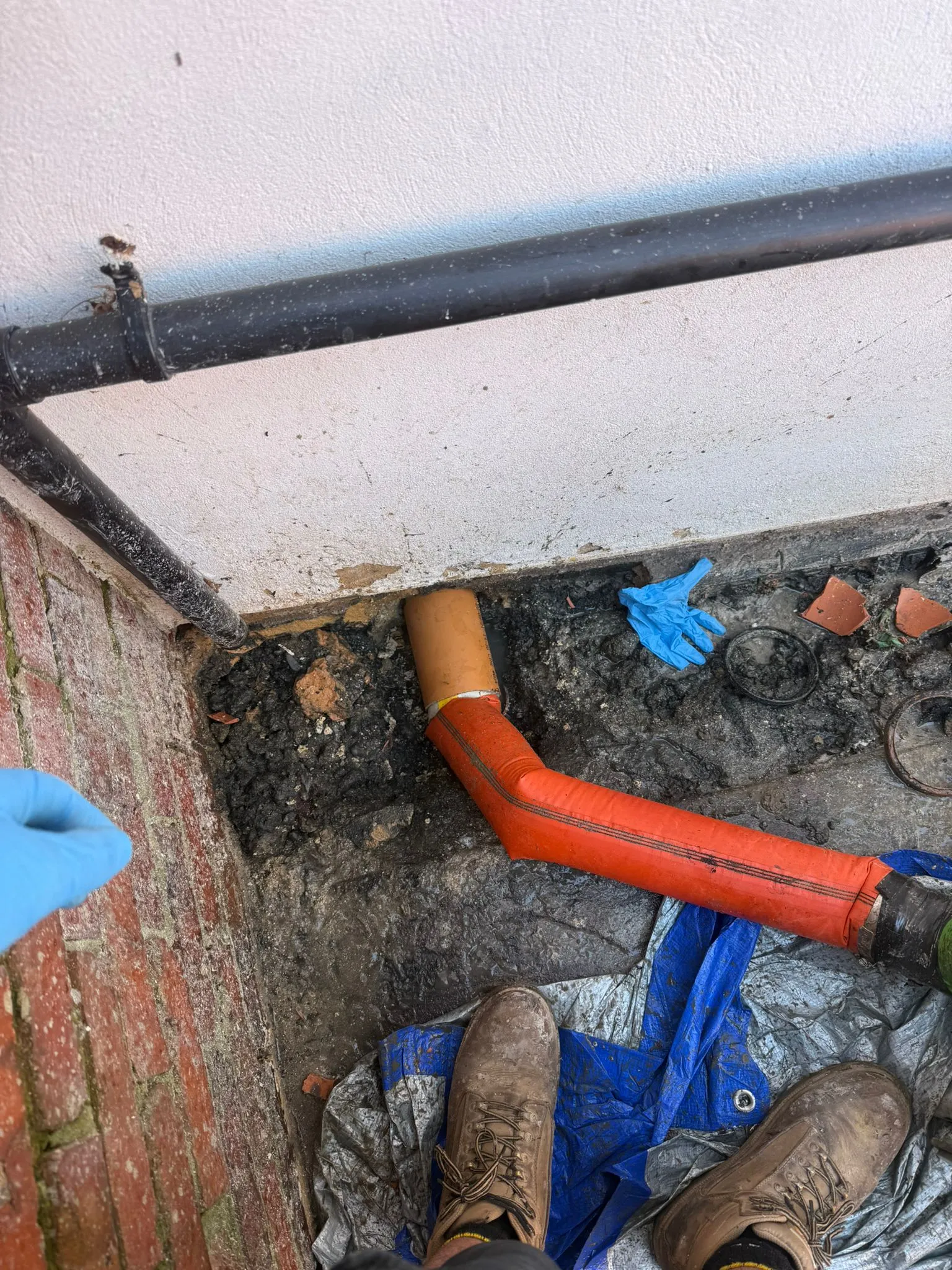 Professional no-dig drain relining in progress by Drainage South Ltd in Bournemouth.