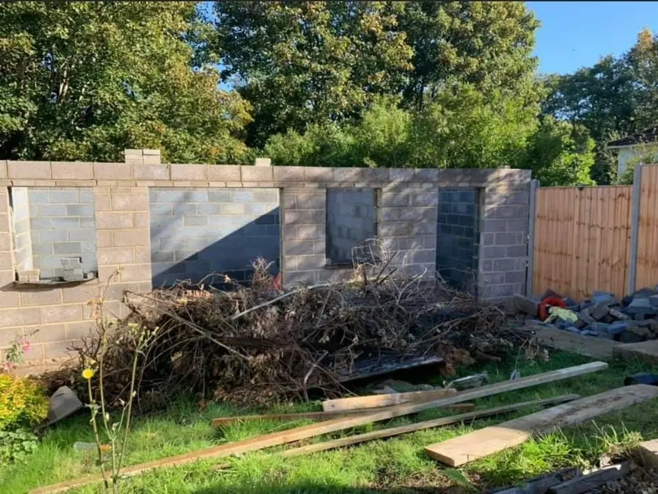 Blockwork construction for a new outbuilding and garden room by Aline Construction