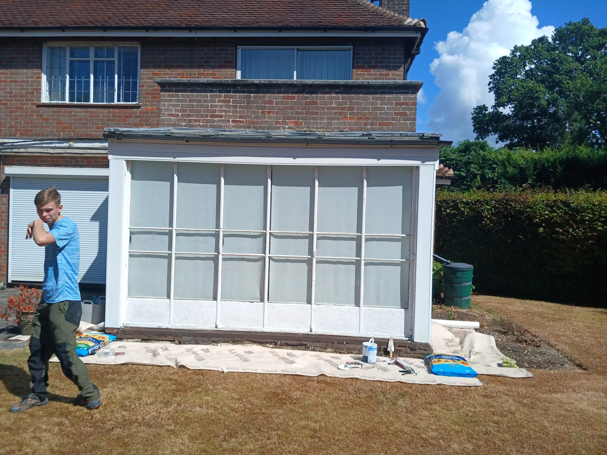 Roofing maintenance and preparation on a residential flat roof extension in Berkshire