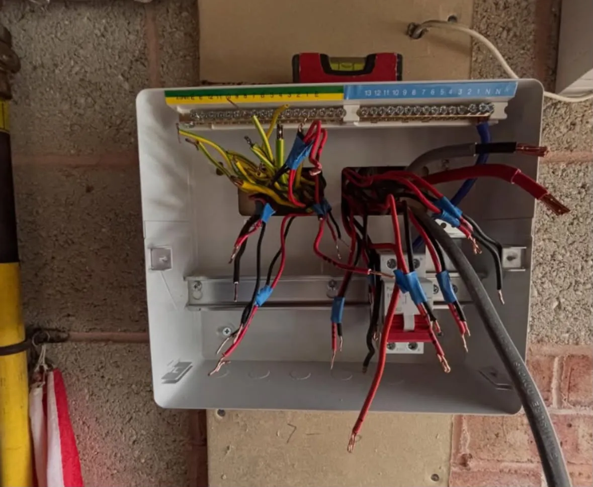Consumer unit replacement and circuit wiring in progress by Sussex Brown Sparks