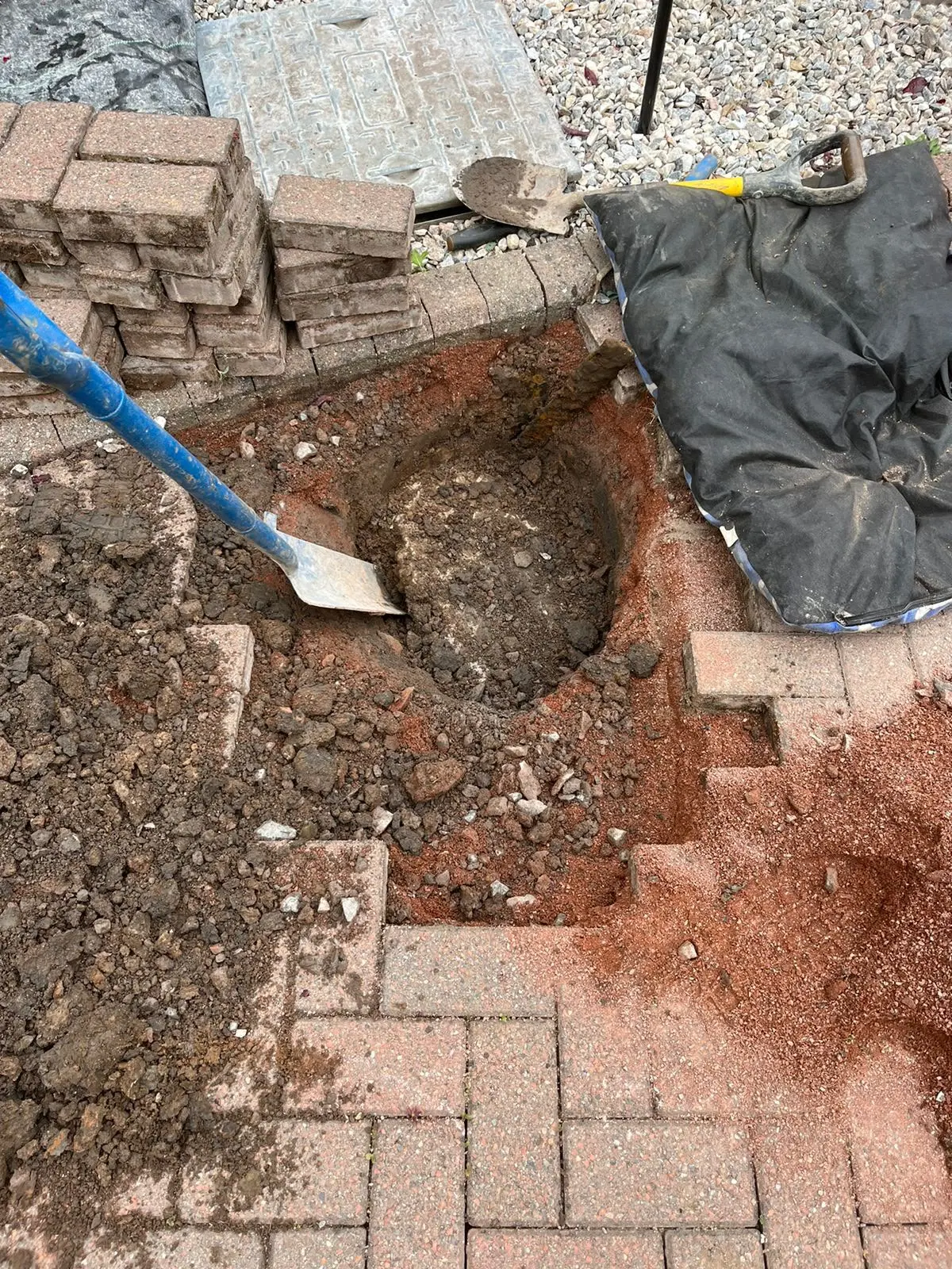 Targeted drainage excavation and groundworks on a block-paved driveway in Alloa by CB Drainage