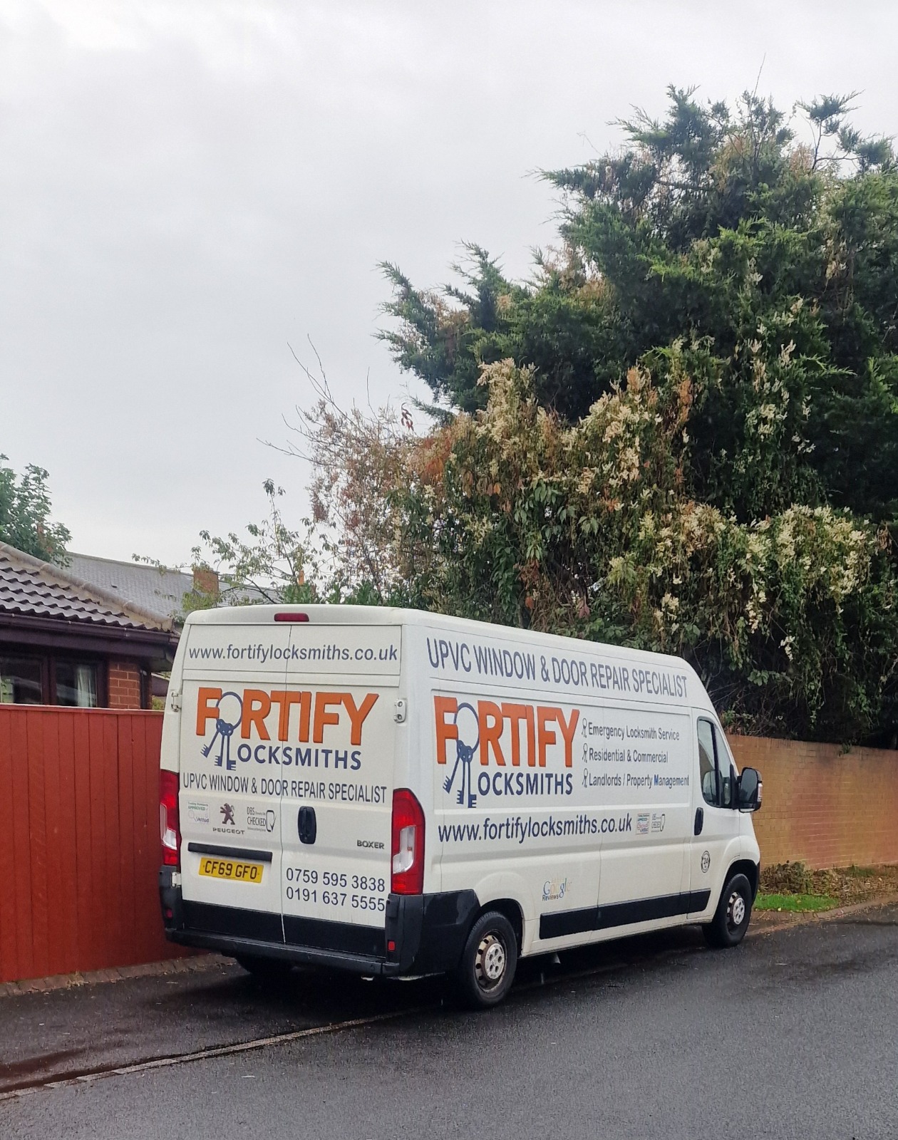 Fortify Locksmiths branded van parked on a street in Newcastle and Gateshead.