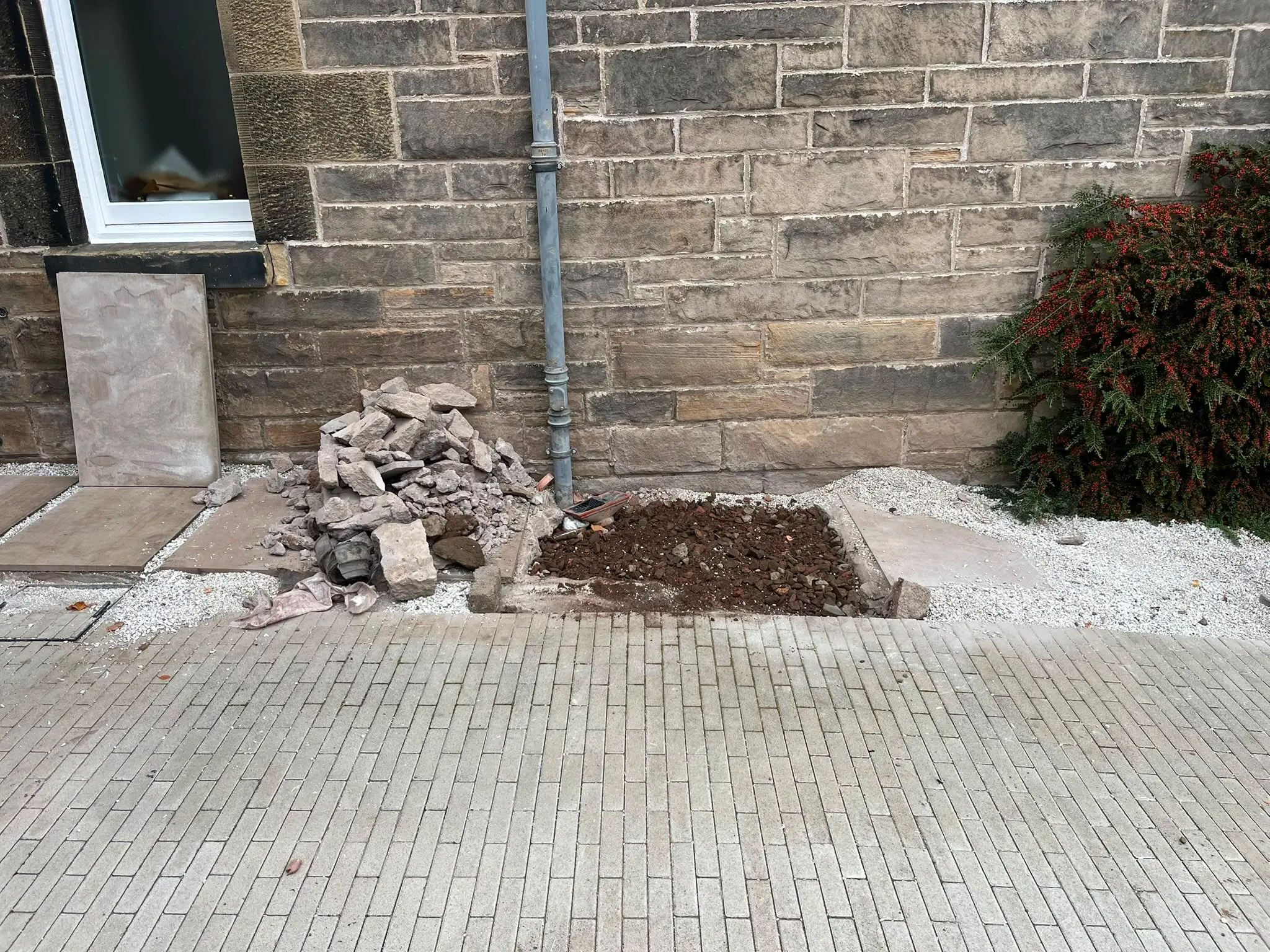Drainage excavation and groundworks for a pipe repair by CB Drainage