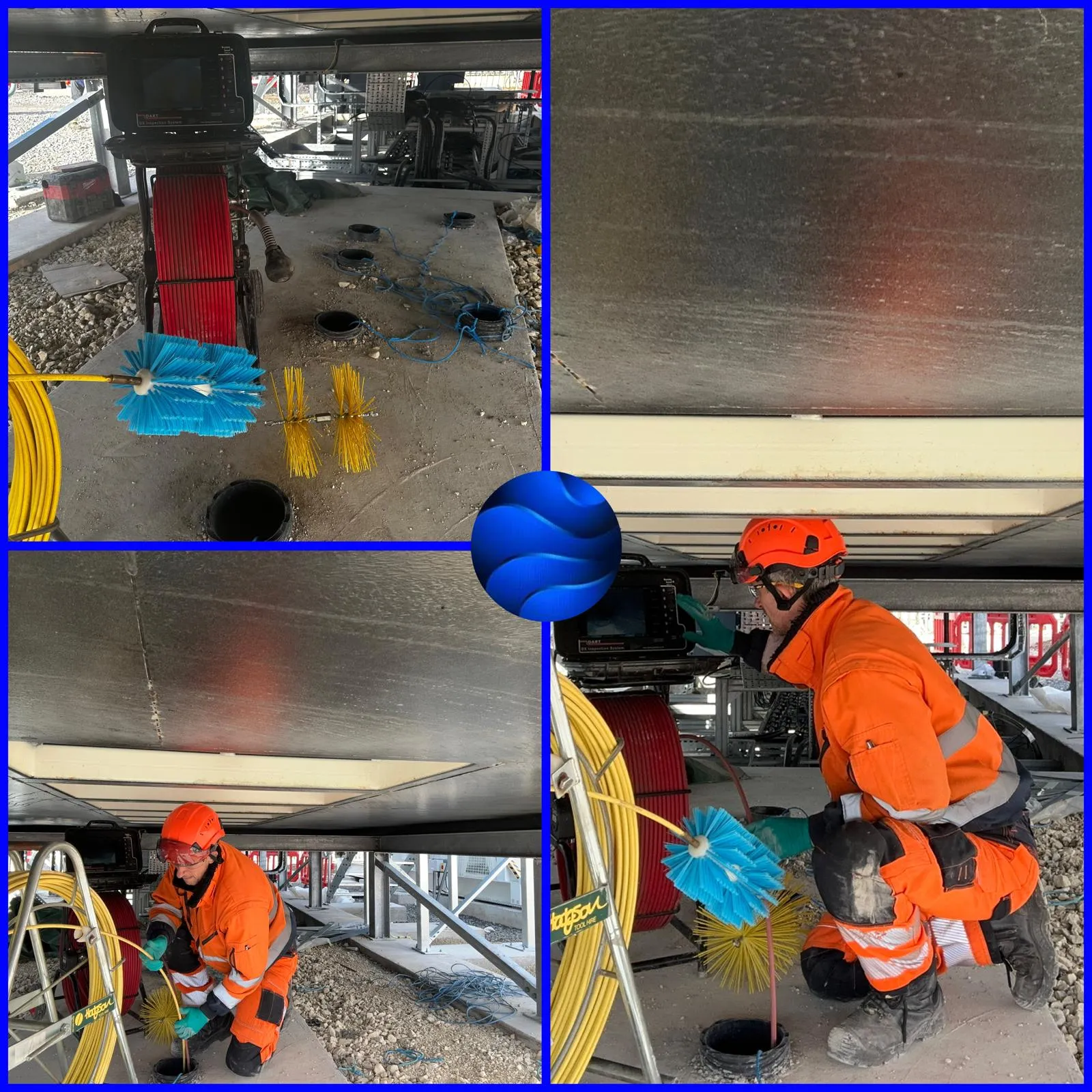 A picture of a drainage expert performing a CCTV drain survey and cleaning services.