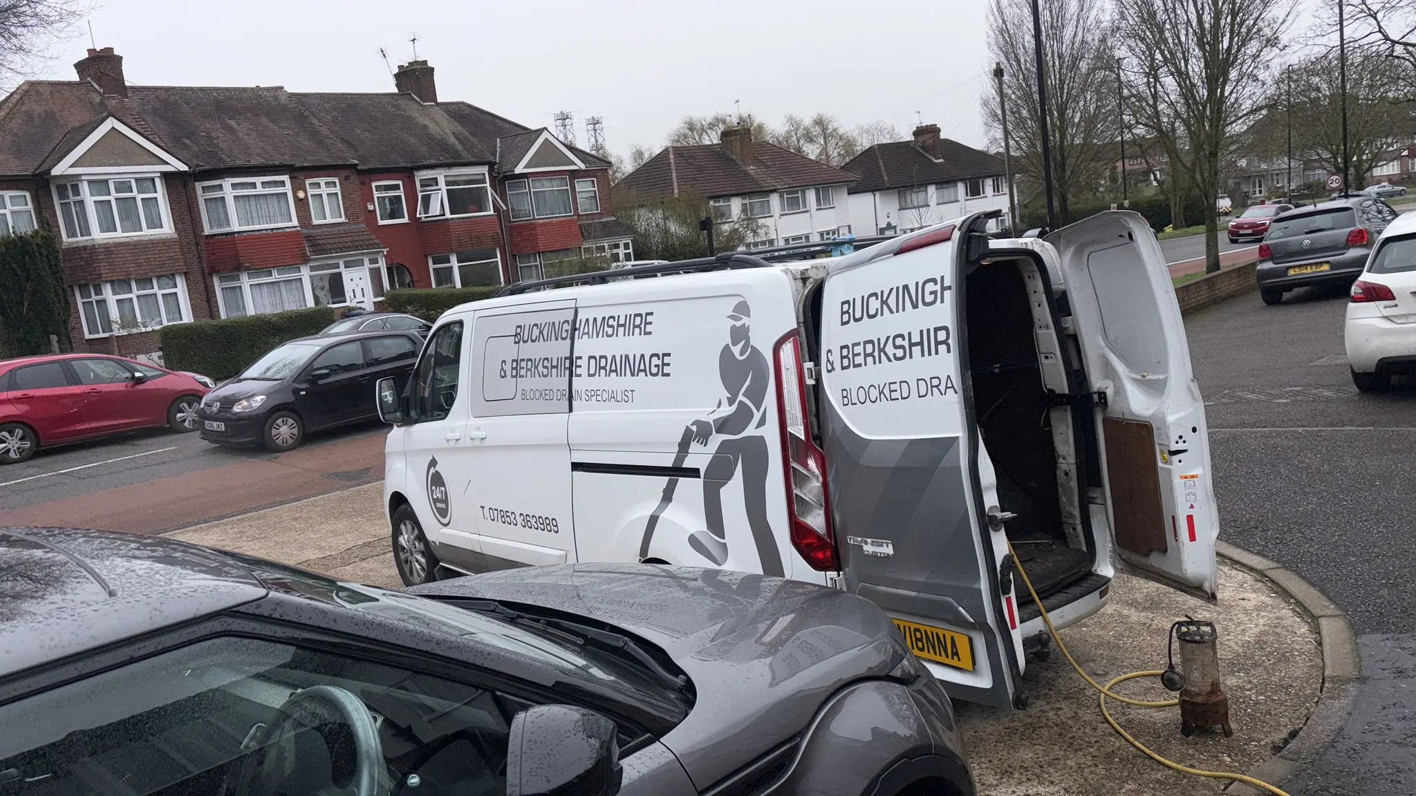 Buckinghamshire & Berkshire Drainage service van on site for emergency drain unblocking in Slough