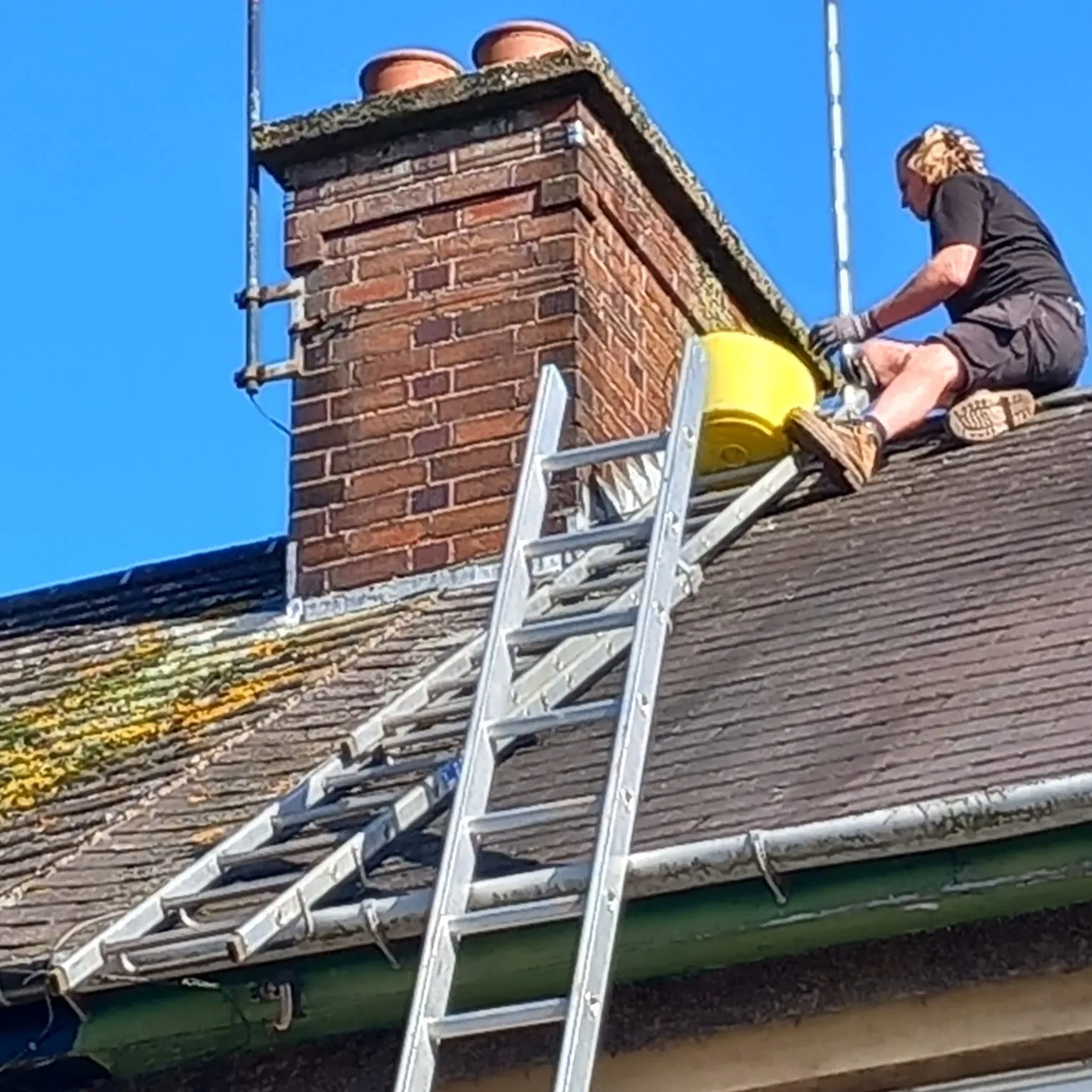 5 Star Roofing Leicester expert performing chimney and tiled roof repairs on a Leicestershire home.