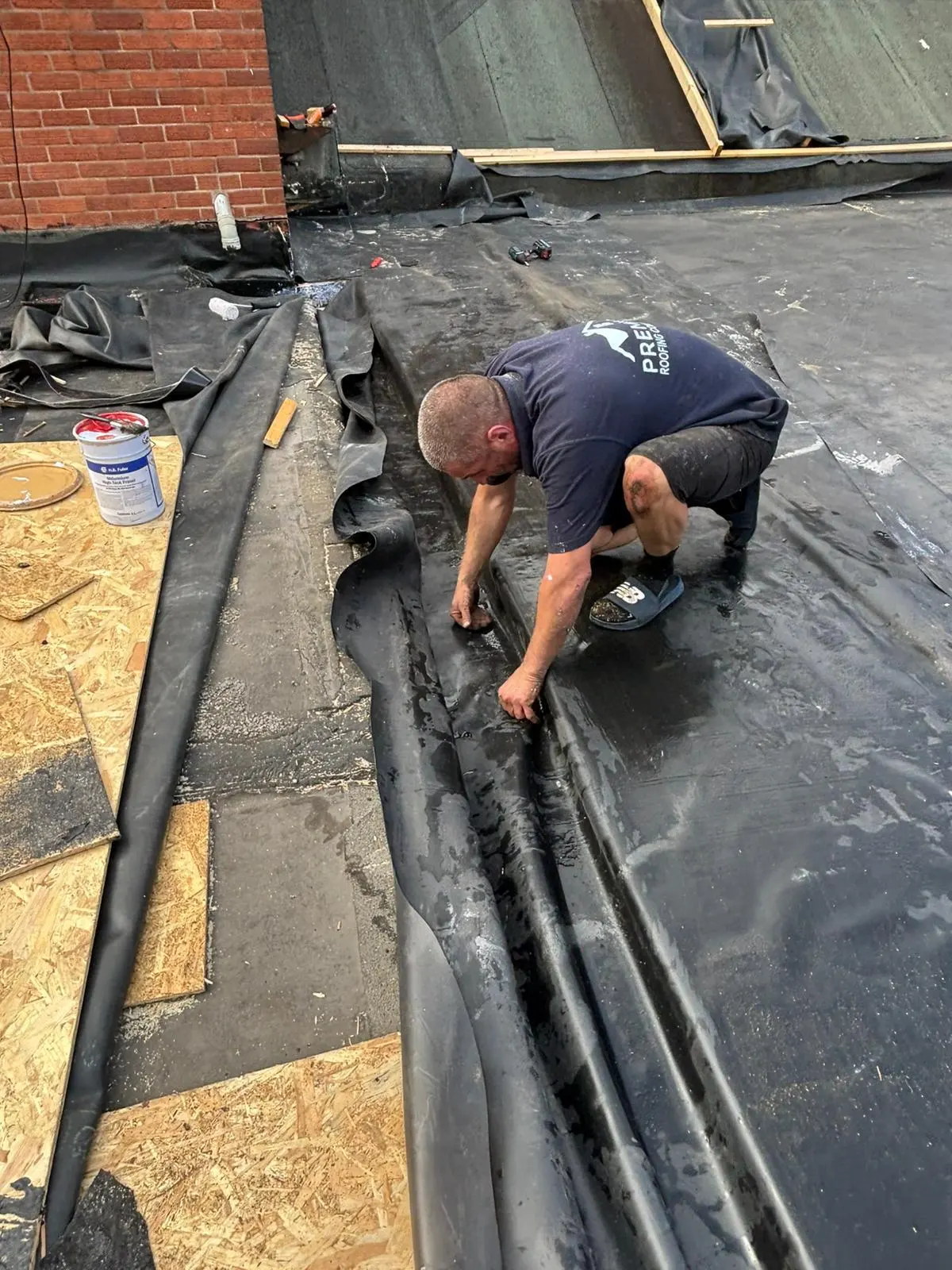Expert EPDM rubber flat roof installation by Premium Roofing Contractors