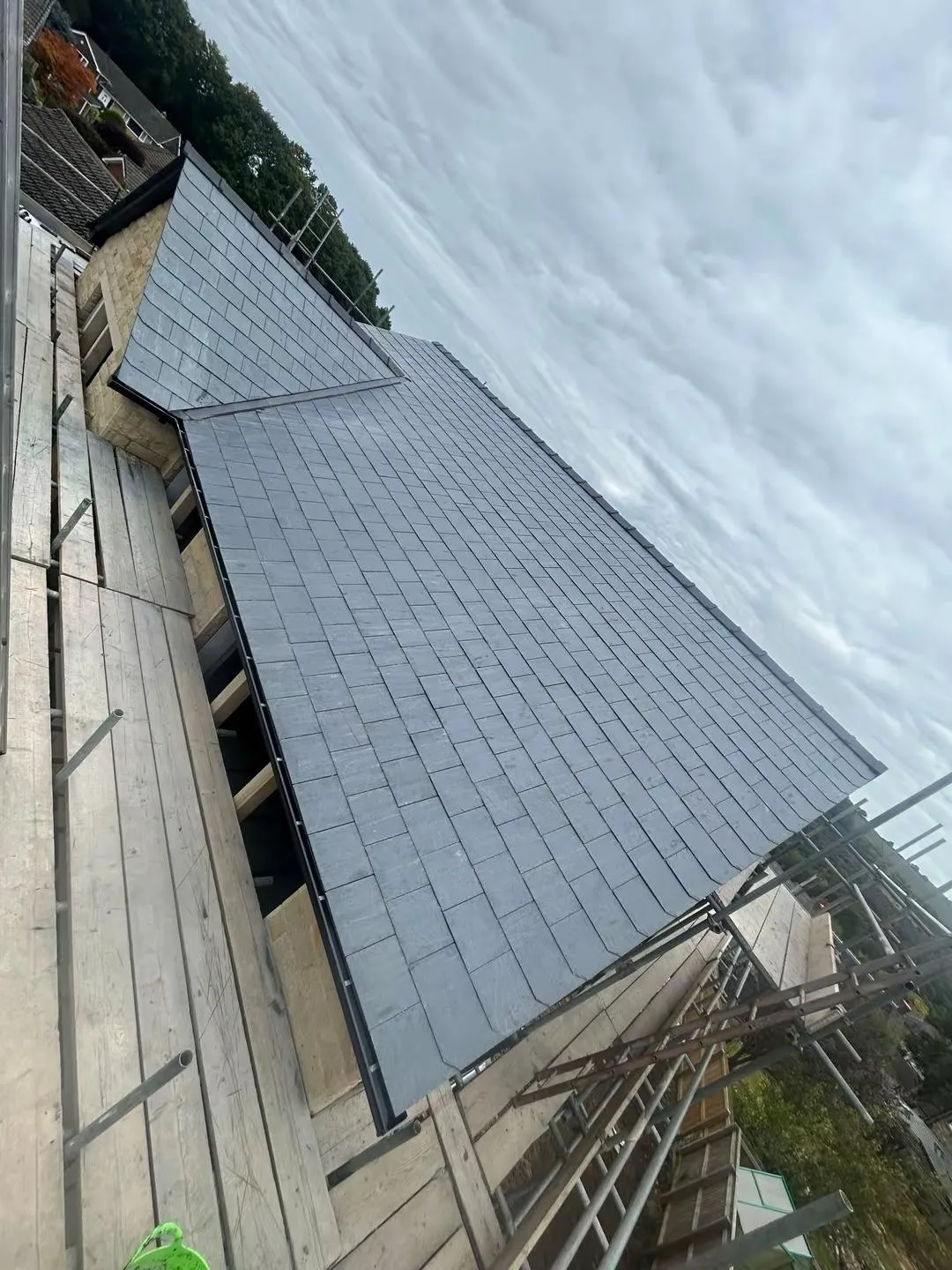 Newly installed slate roof in Holmfirth by Tyler’s Roofing Services