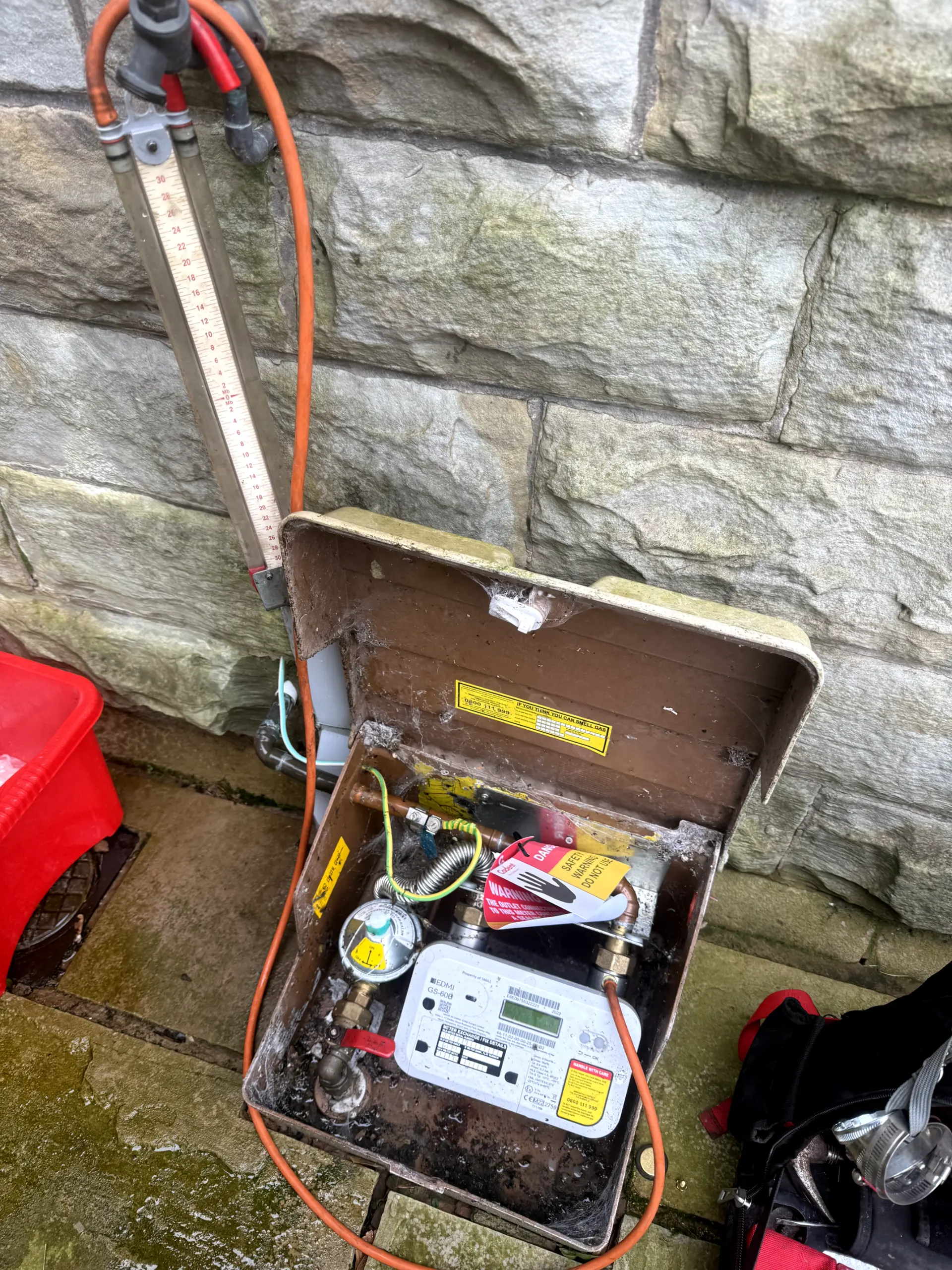 Gas safety testing and meter inspection by WGS Services in Darwen