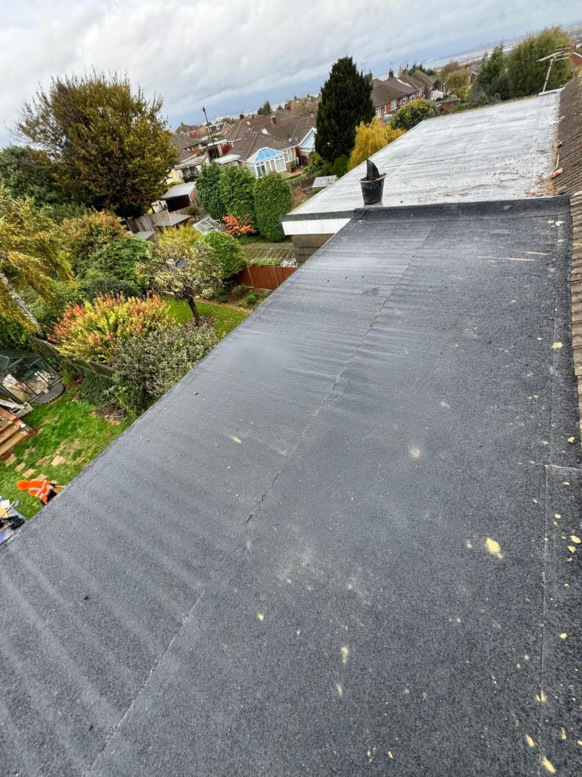Newly installed torch-on felt flat roof on a residential property in West Malling, Kent.