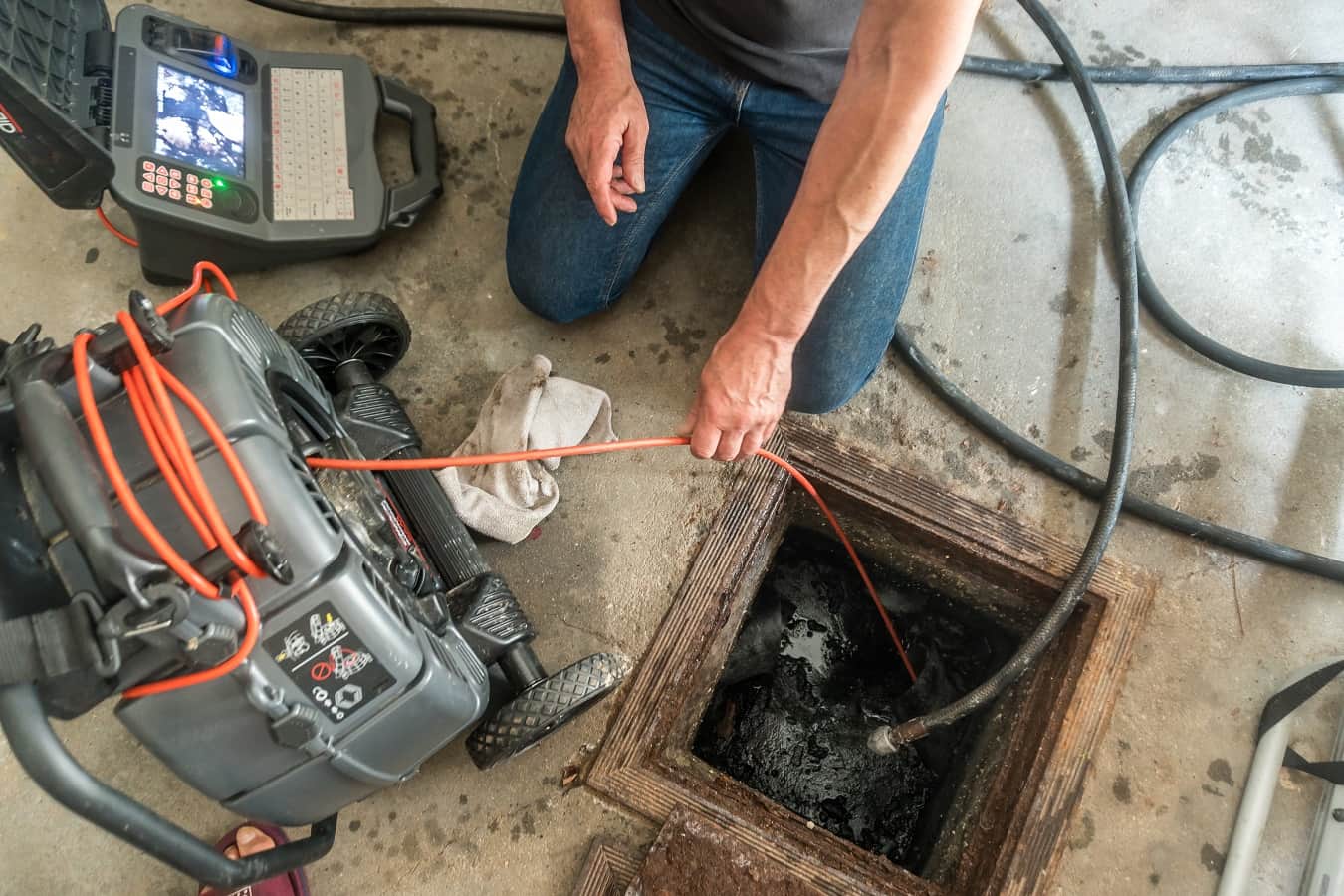 A Drain Medics professional conducting an expert CCTV drain survey in Clayton-Le-Moors using specialist camera inspection equipment.
