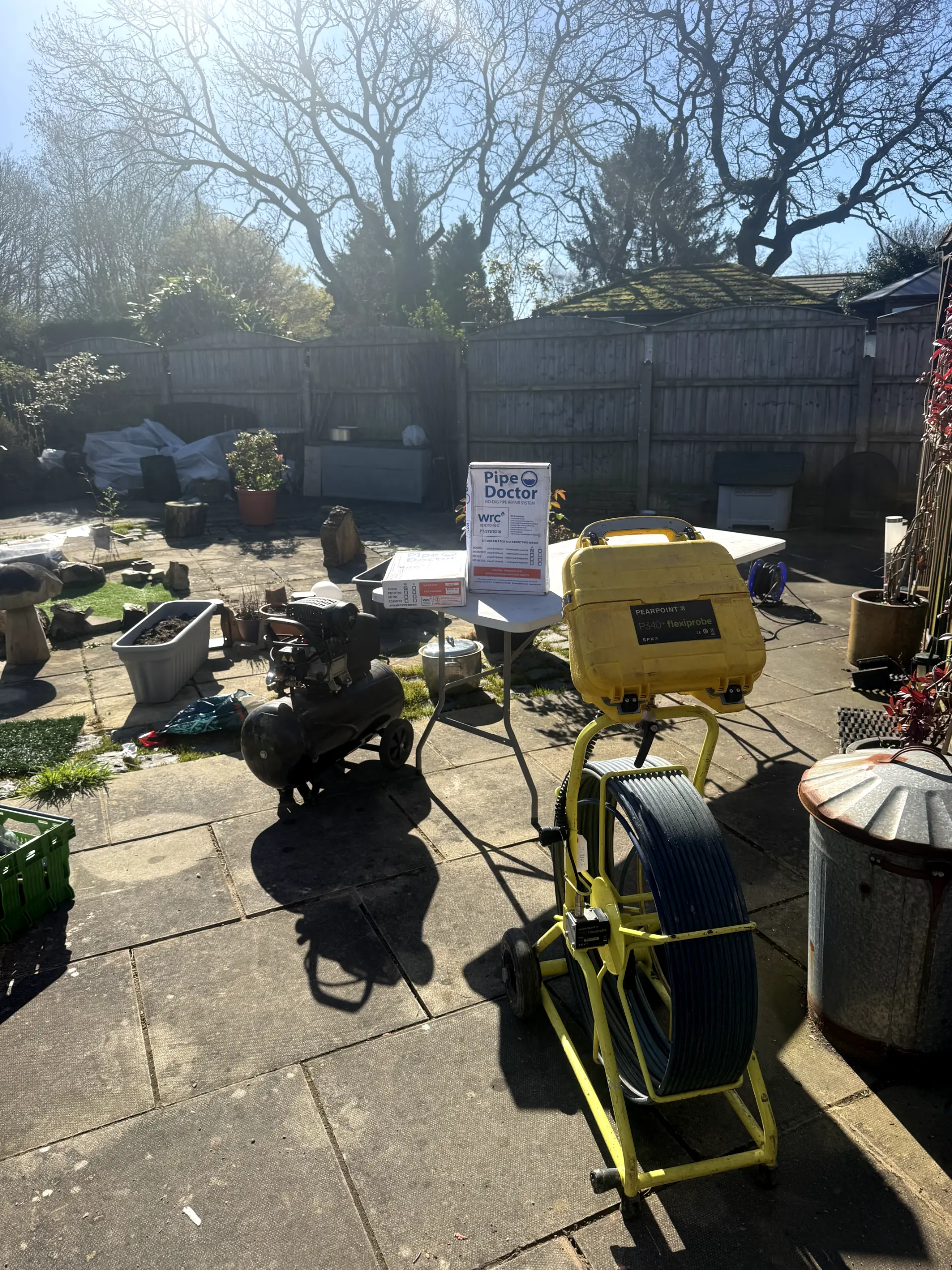 Pearpoint CCTV drain survey equipment and Pipe Doctor no-dig repair kit for trenchless pipe repairs in Darwen.