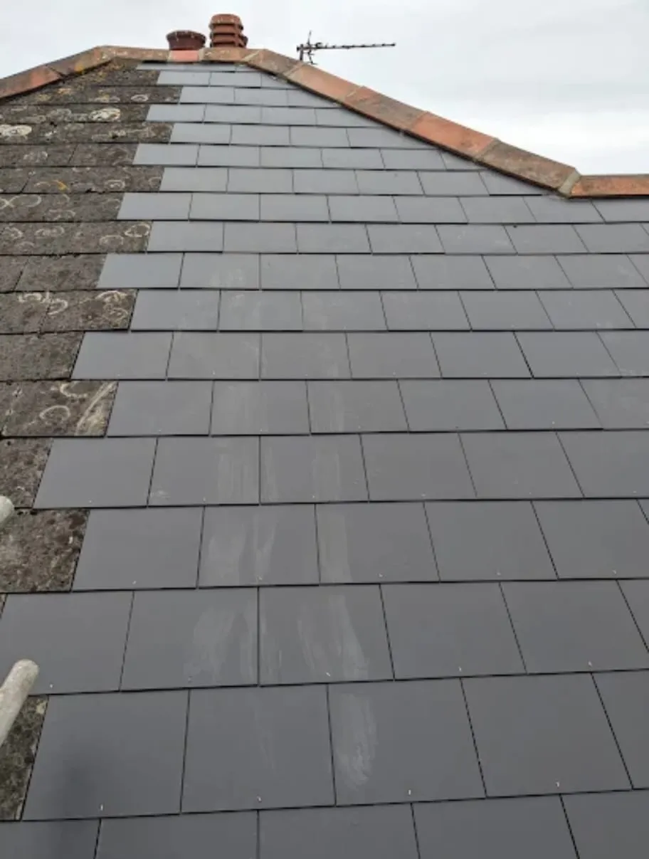 Slate roof replacement and repair work on a residential pitched roof in Kent
