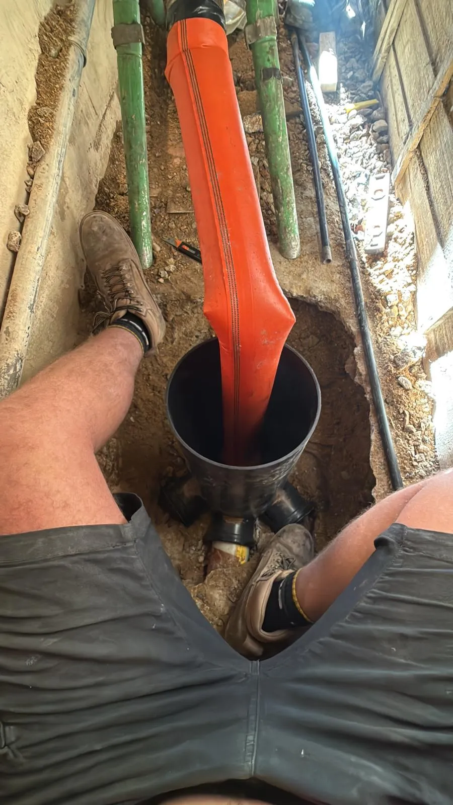 Professional no-dig drain relining installation in progress by Drainage South Ltd.