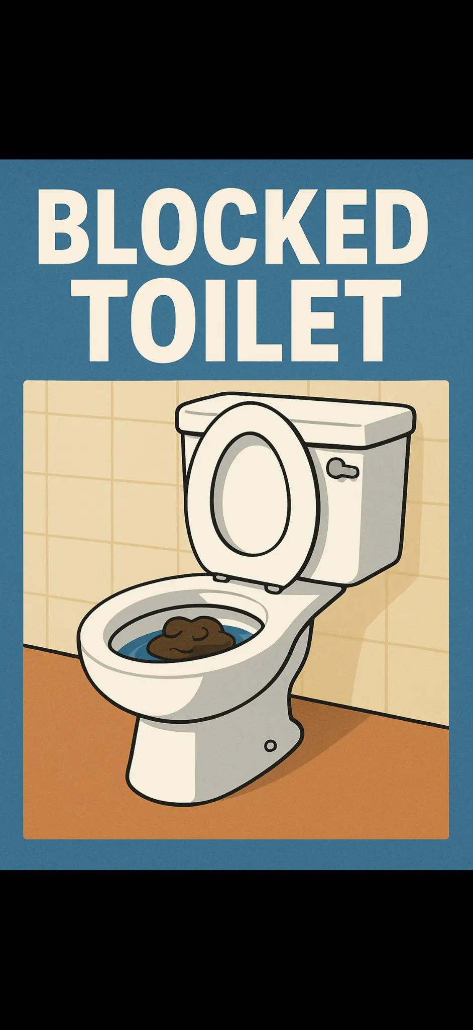 An illustration of a blocked toilet, representing emergency toilet unblocking services in Slough.