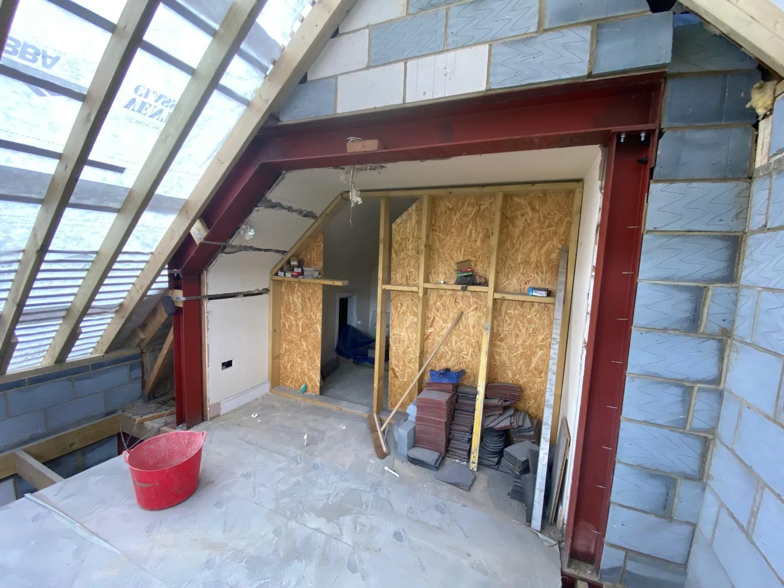 Structural steel beams and RSJs installed for a residential loft conversion by RA Steelworks Services LTD.