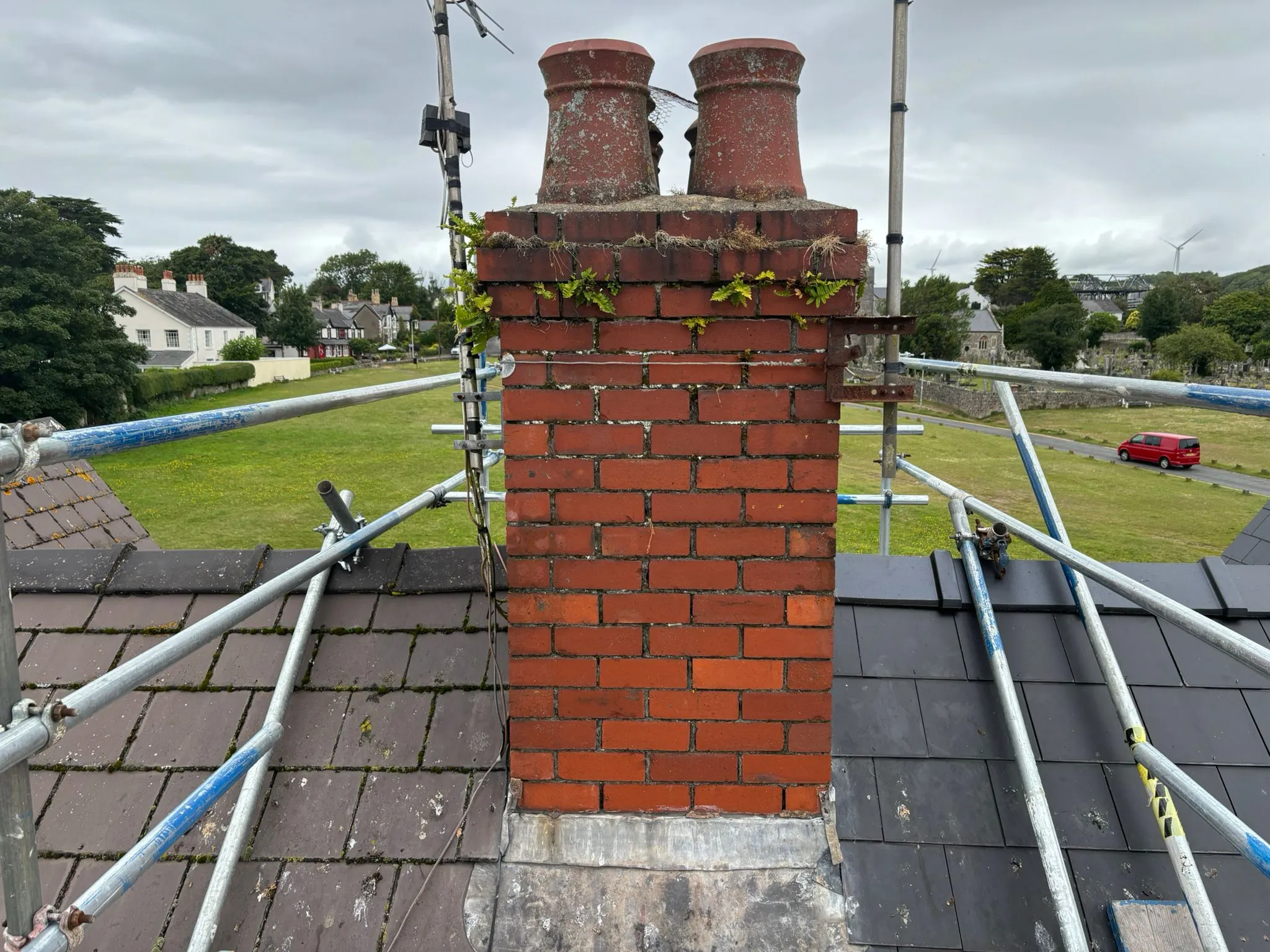 Chimney repairs and maintenance with scaffolding in Gloucestershire