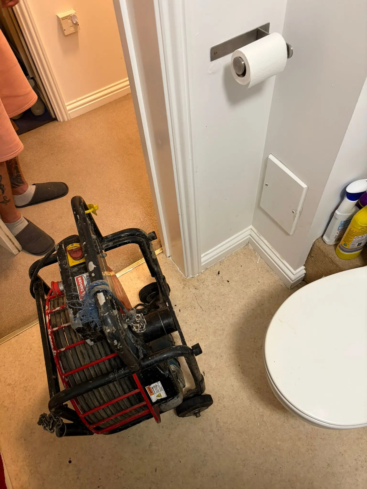 Emergency blocked toilet unblocking service in Slough using professional drain snake equipment.