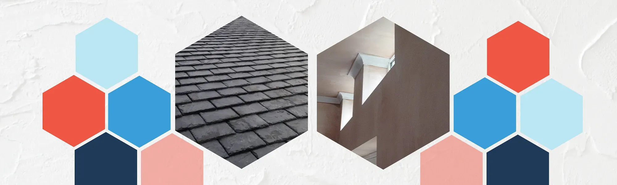 A website banner for Gordon Gardiner Slater & Plasterer showcasing examples of professional roofing and interior plastering work in Lanark.