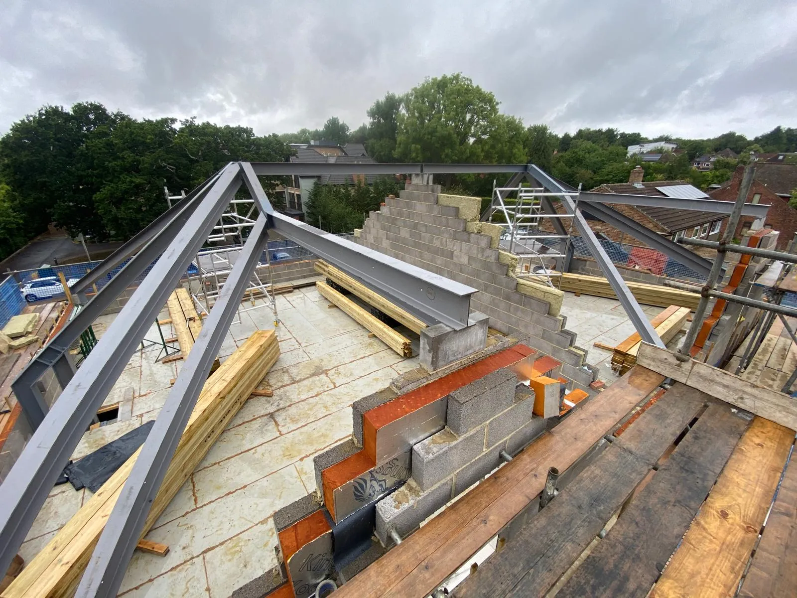 Structural steelwork and beams for a residential building project by RA Steelworks Services LTD.