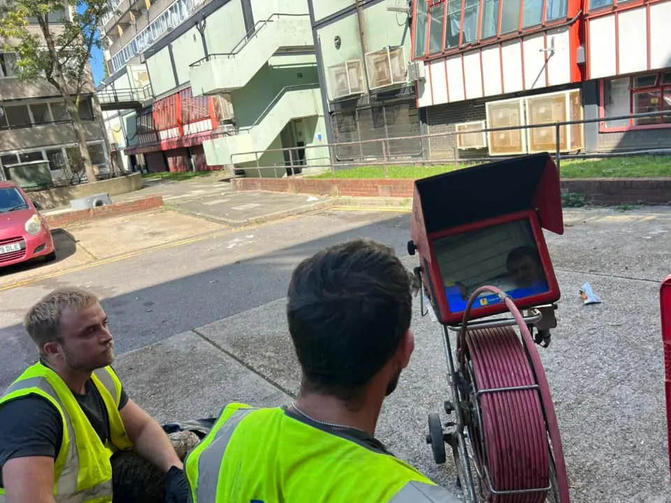 Drain Medics engineers performing a professional CCTV drain survey using advanced camera equipment