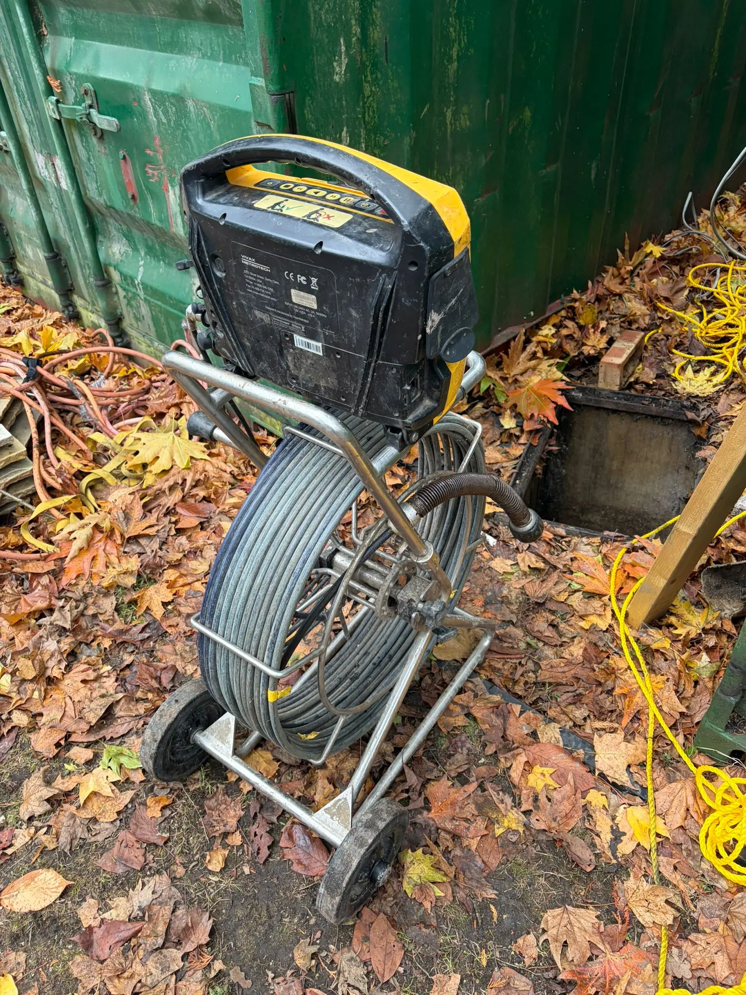 CCTV drain survey equipment with a camera reel and monitor used for pipe inspections by Buckinghamshire & Berkshire Drainage.