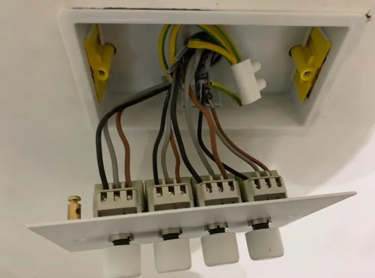 Four-gang dimmer light switch wiring and installation by an electrician